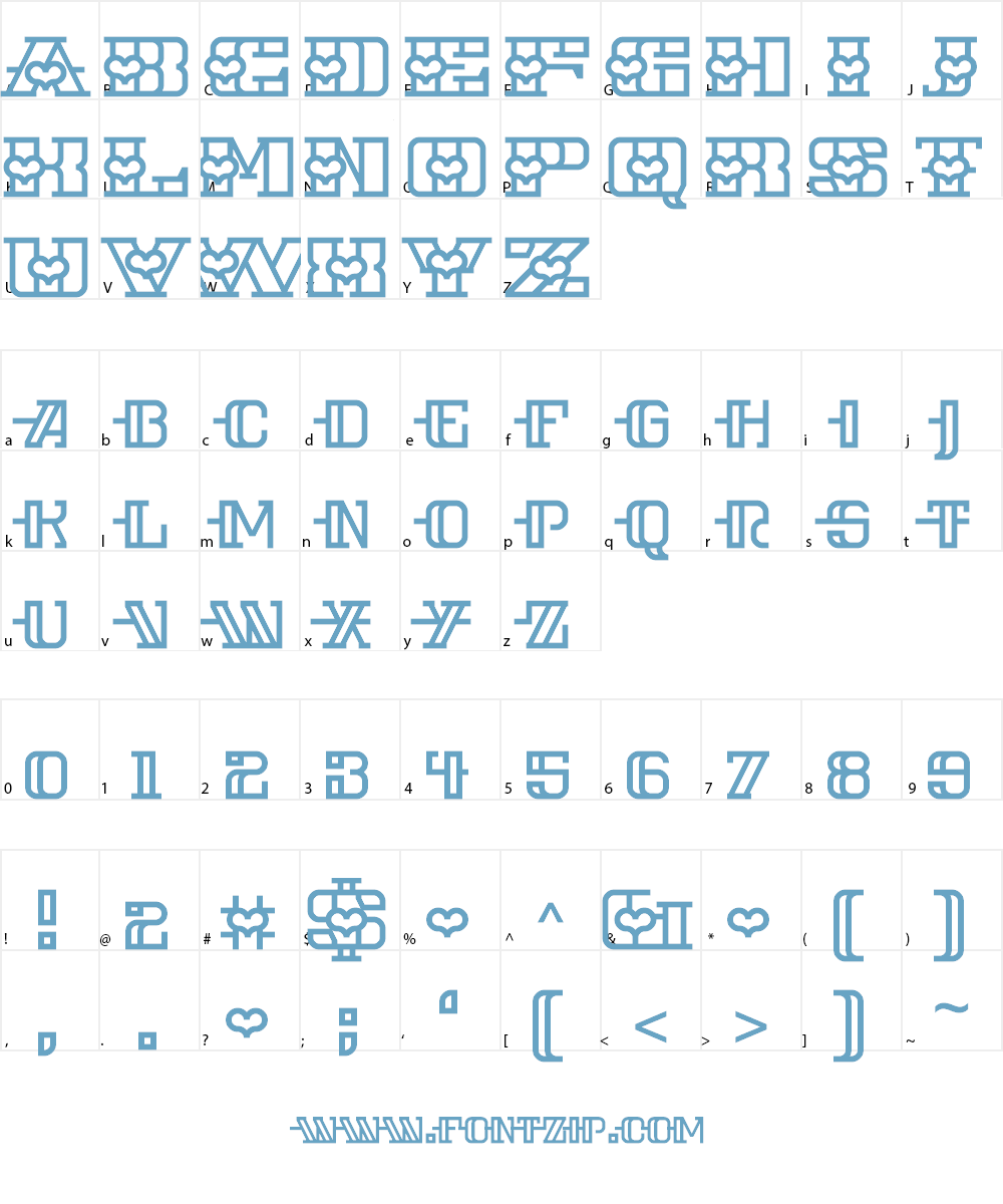 Iron Amore Font Character